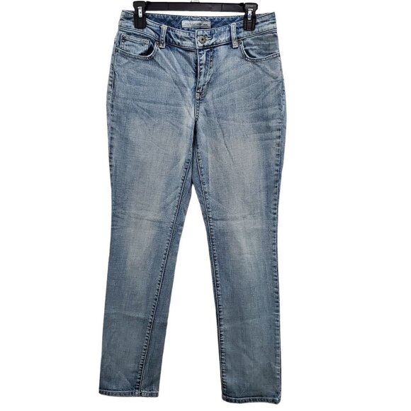 Chico's Platinum Women's Ultimate Fit Slim Leg Light Wash Denim Jeans Size 0 (4) - Picture 1 of 4
